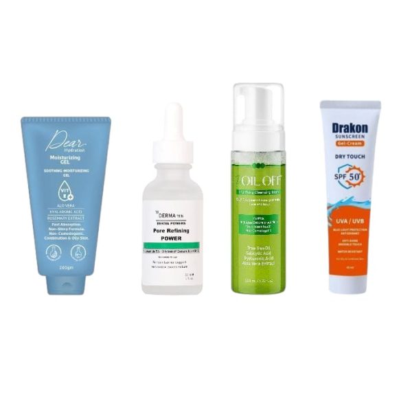 OILY SKIN ROUTEN ( The Oil Off Cleansing Foam + Dear Gel 200gm + Drakon Sunscreen Gel + Derma 10 Niacinamide )