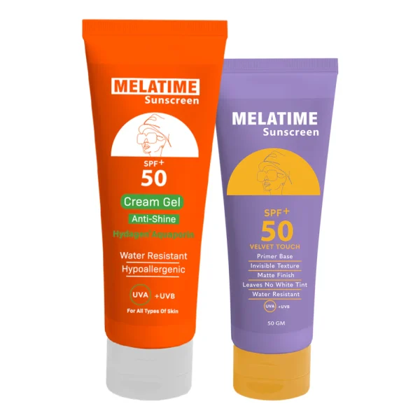 Melatime sunscreen ( Cream Gel 120ml ×1 + Gel Matte Finish 50gm ×1 )